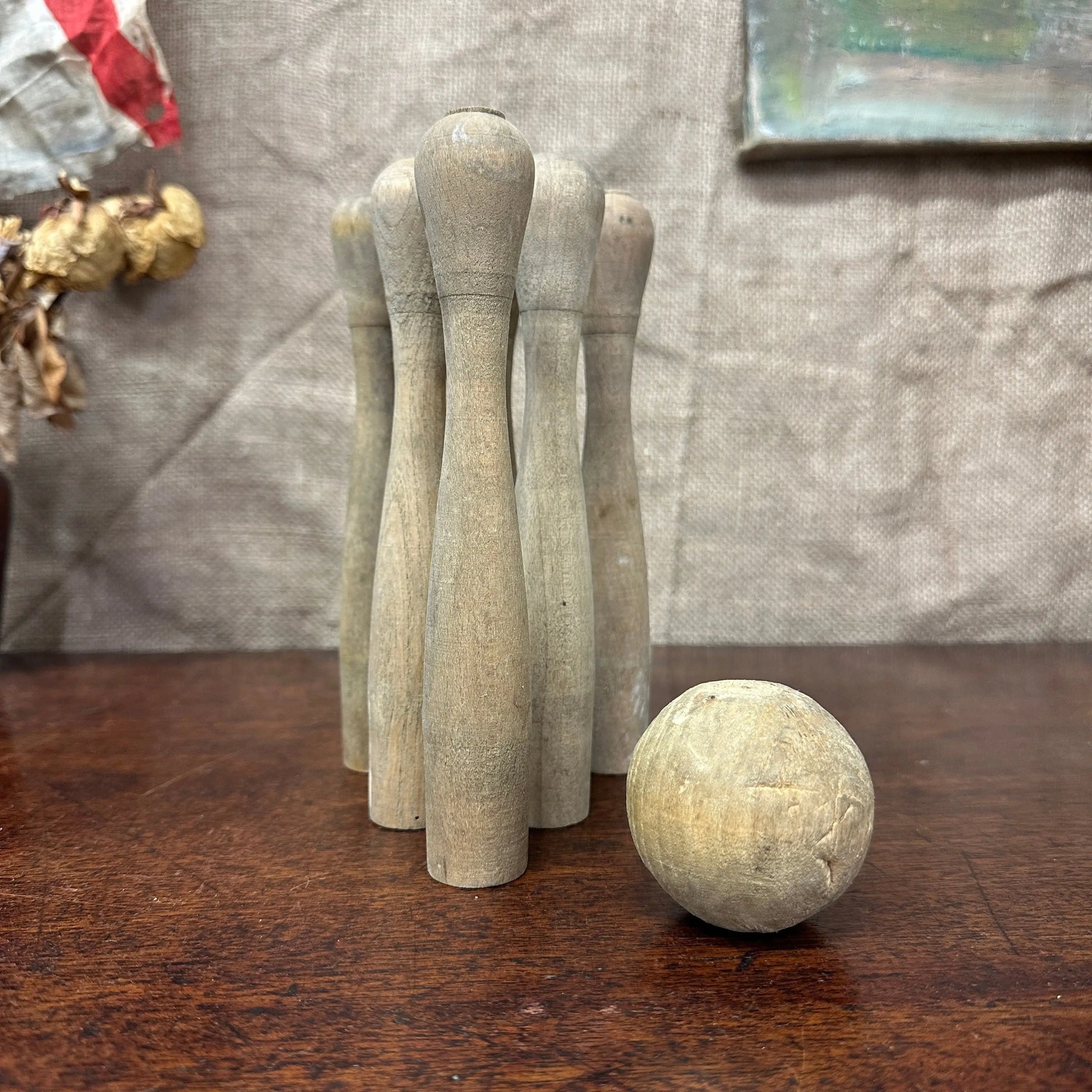 Vintage Wooden Skittle Set The Blind Mole