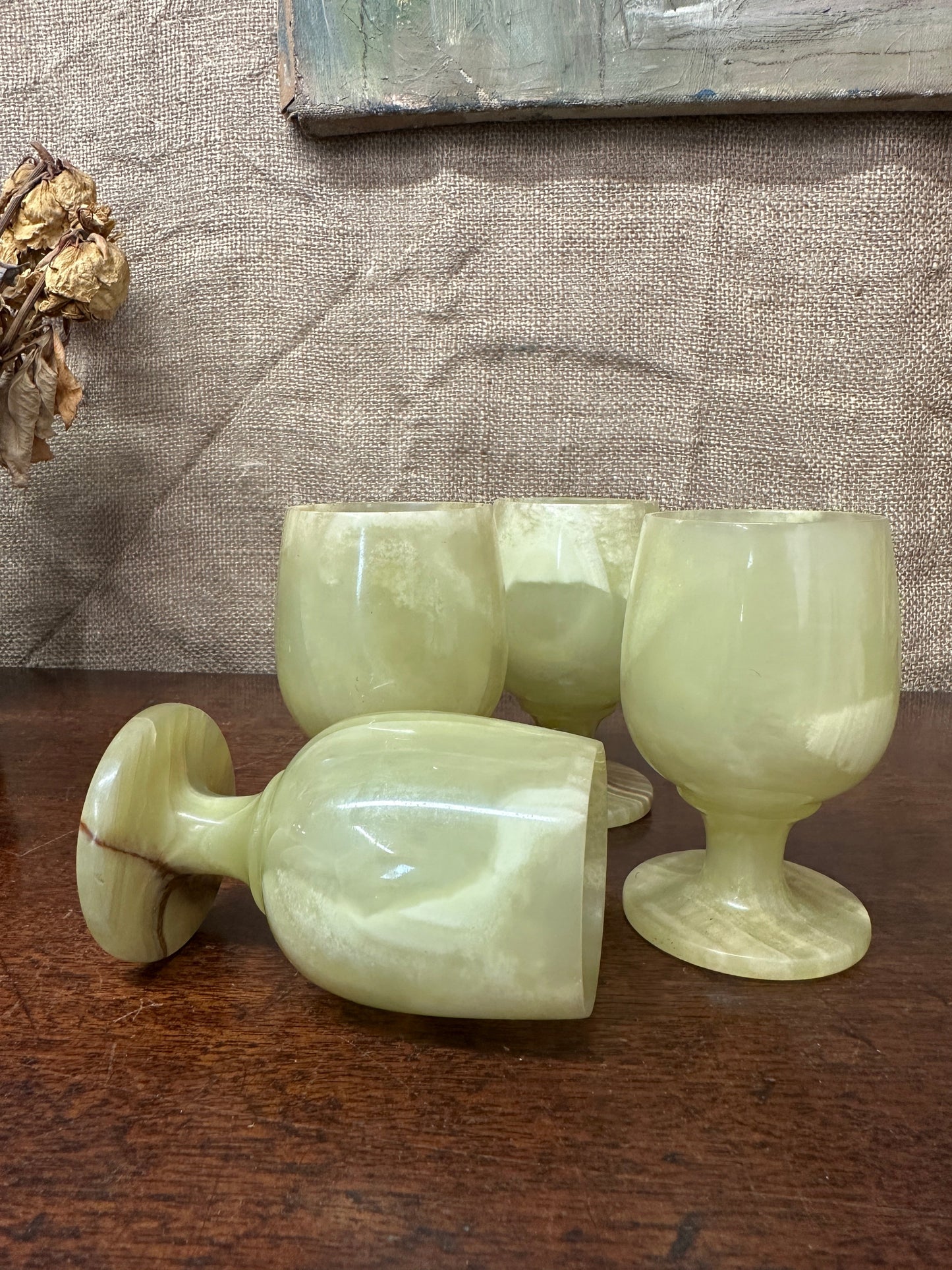 Four Onyx Marble Cordials Glasses The Blind Mole