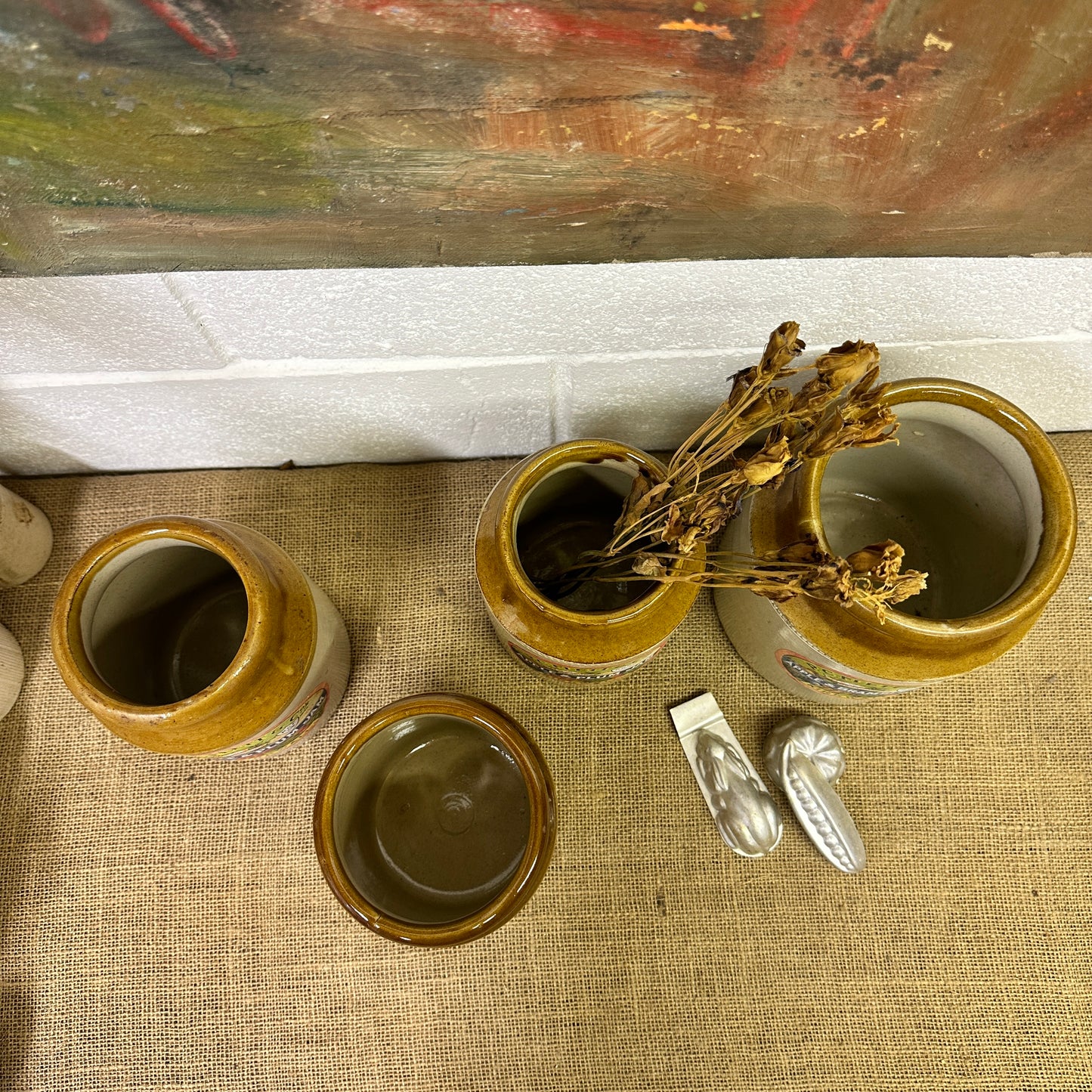 Large Stoneware Utensils Pot, Vase Labelled - The Blind Mole