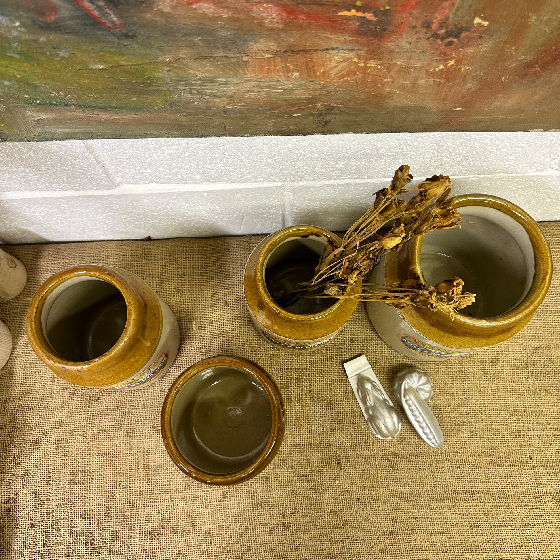 Large Stoneware Utensils Pot, Vase Labelled - The Blind Mole