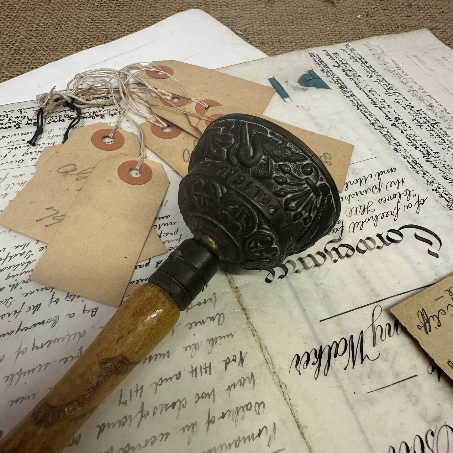 Mid Century Zodiac Elephant Brass Bell With Handle - The Blind Mole