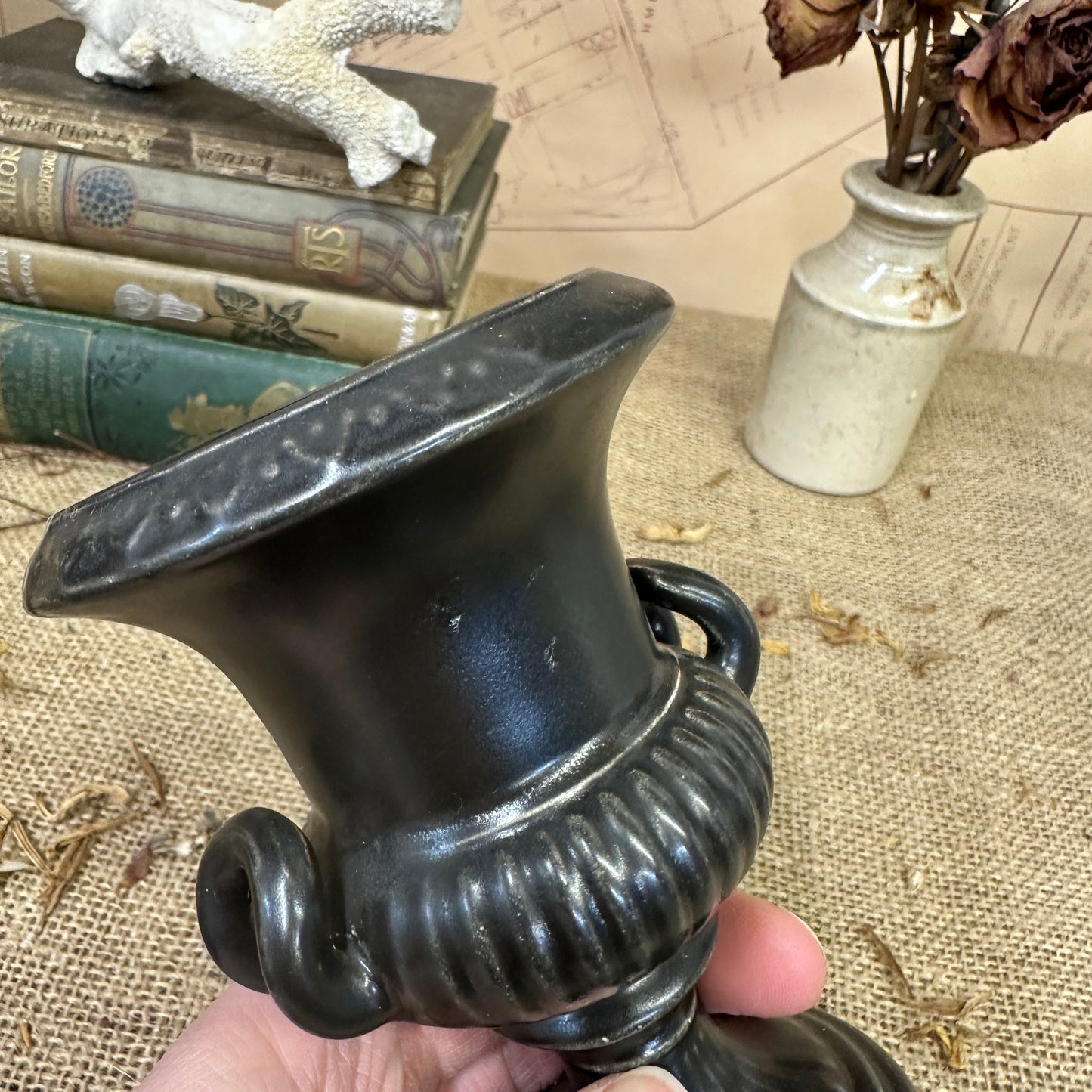 Black Ravenstone Urn Vase