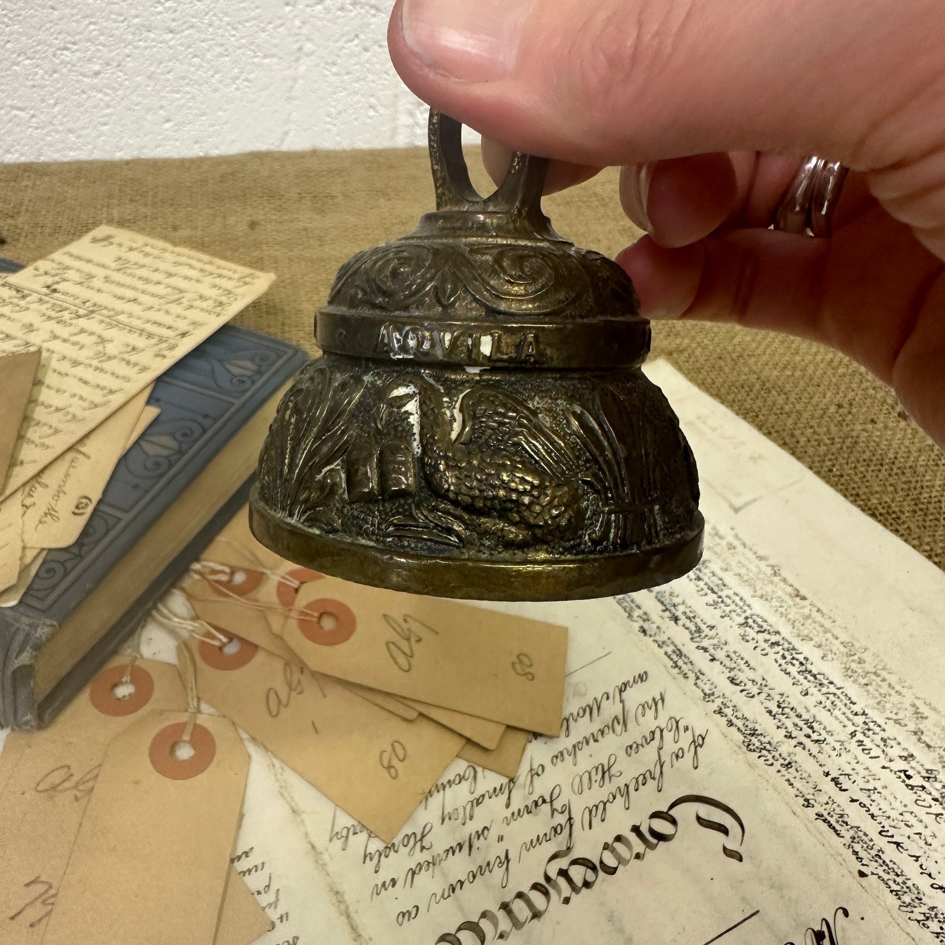Mid Century Small Zodiac Elephant Brass Bell - The Blind Mole