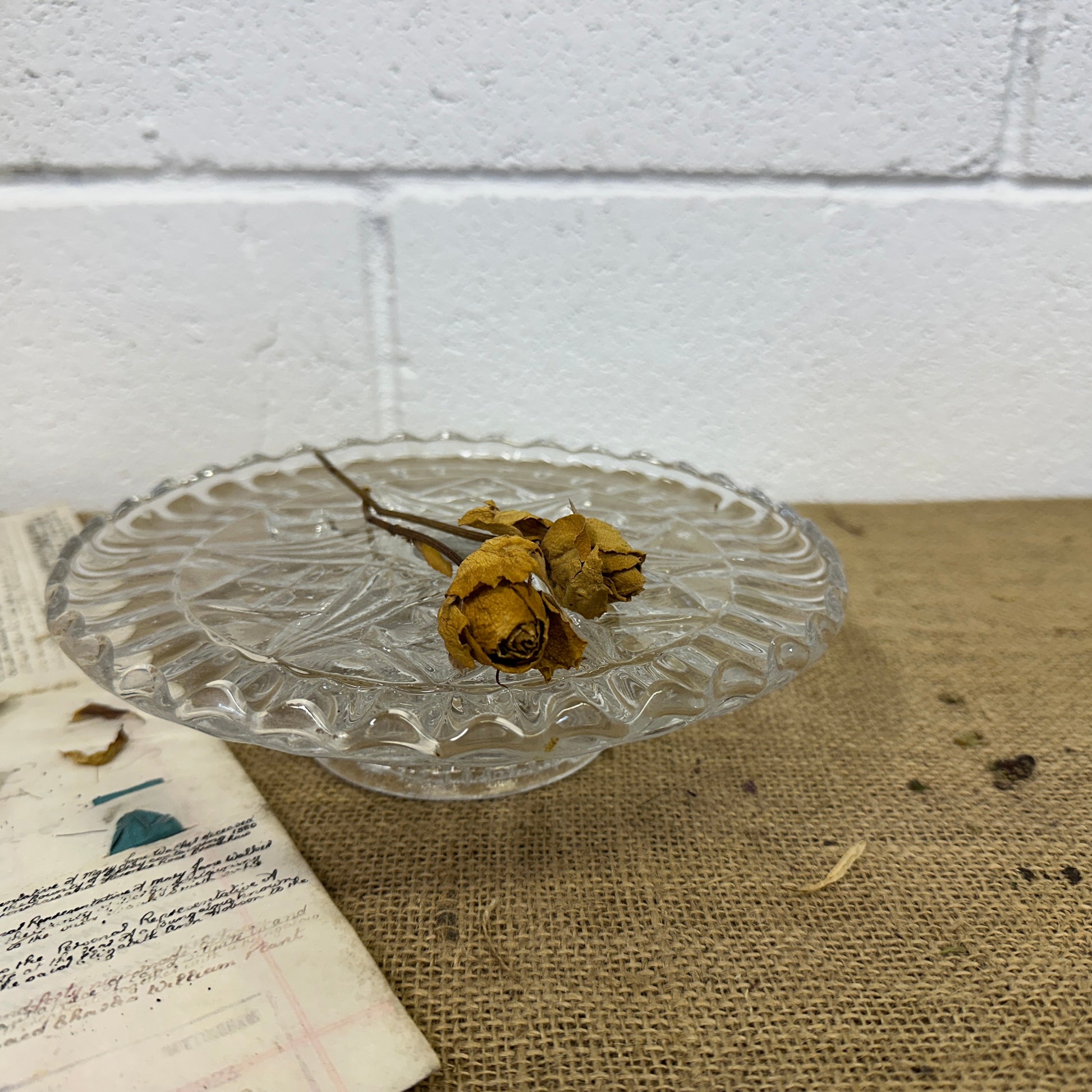 Low Pressed Glass Cake Stand - The Blind Mole