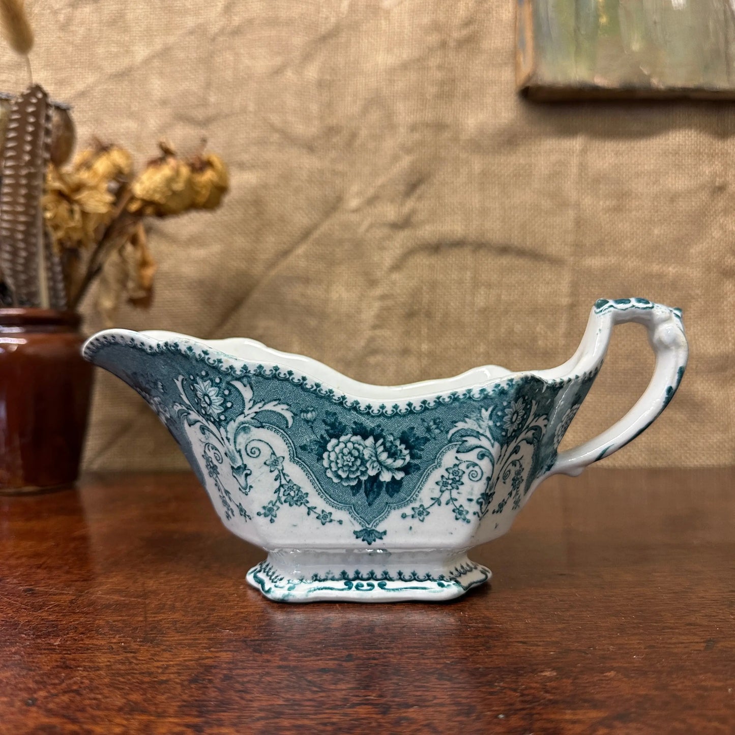 Early Victorian Blue Milk Jug F & Sons Burslem The Blind Mole