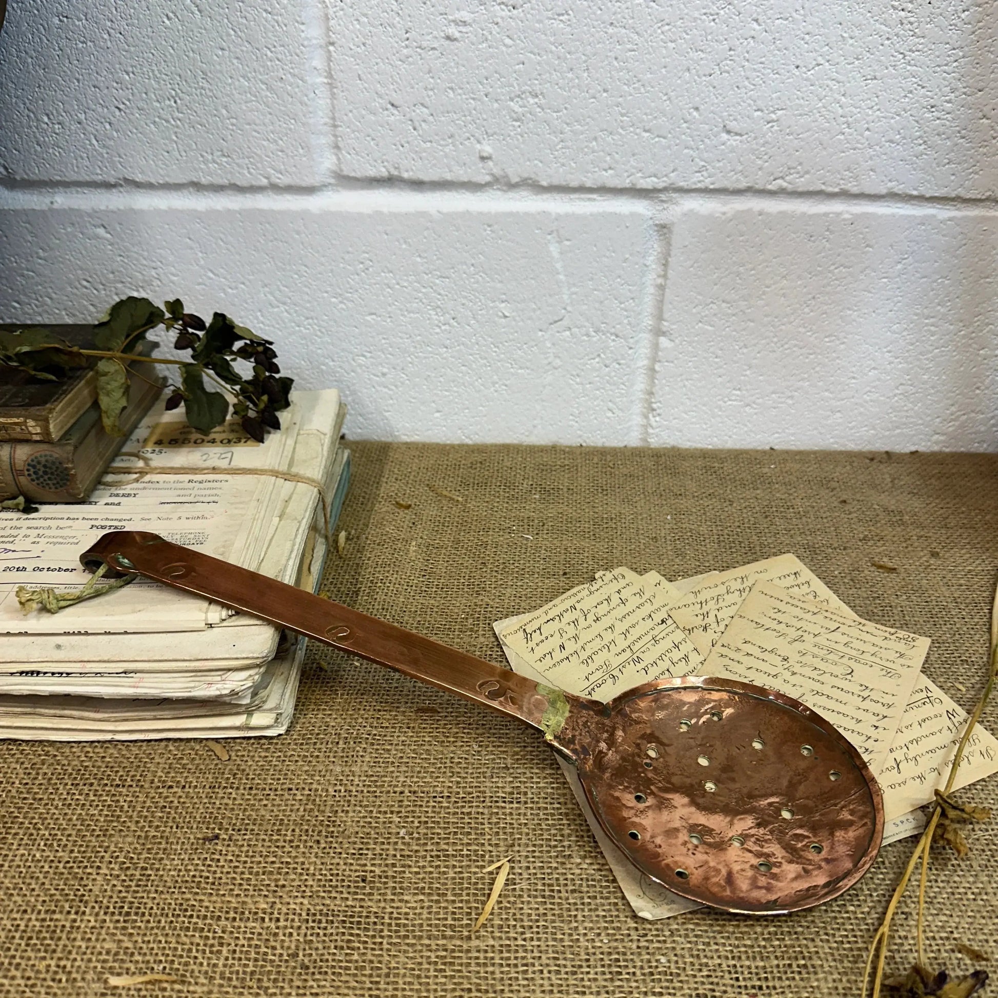 Vintage Handmade Copper Skimmer Strainer - The Blind Mole