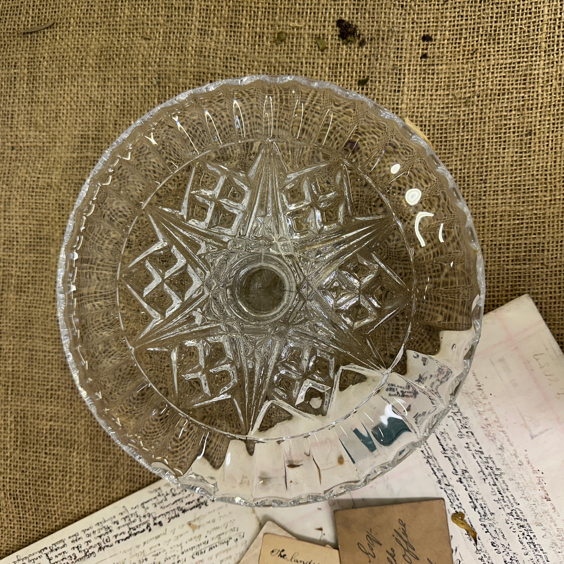 Low Pressed Glass Cake Stand - The Blind Mole