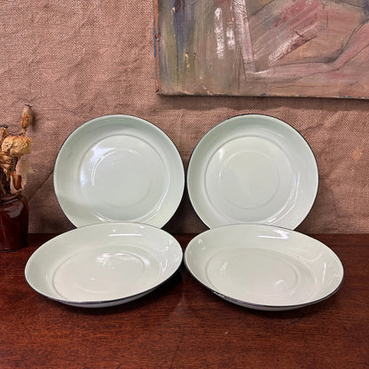 Four Enamel Plates Green & Black 25cm The Blind Mole