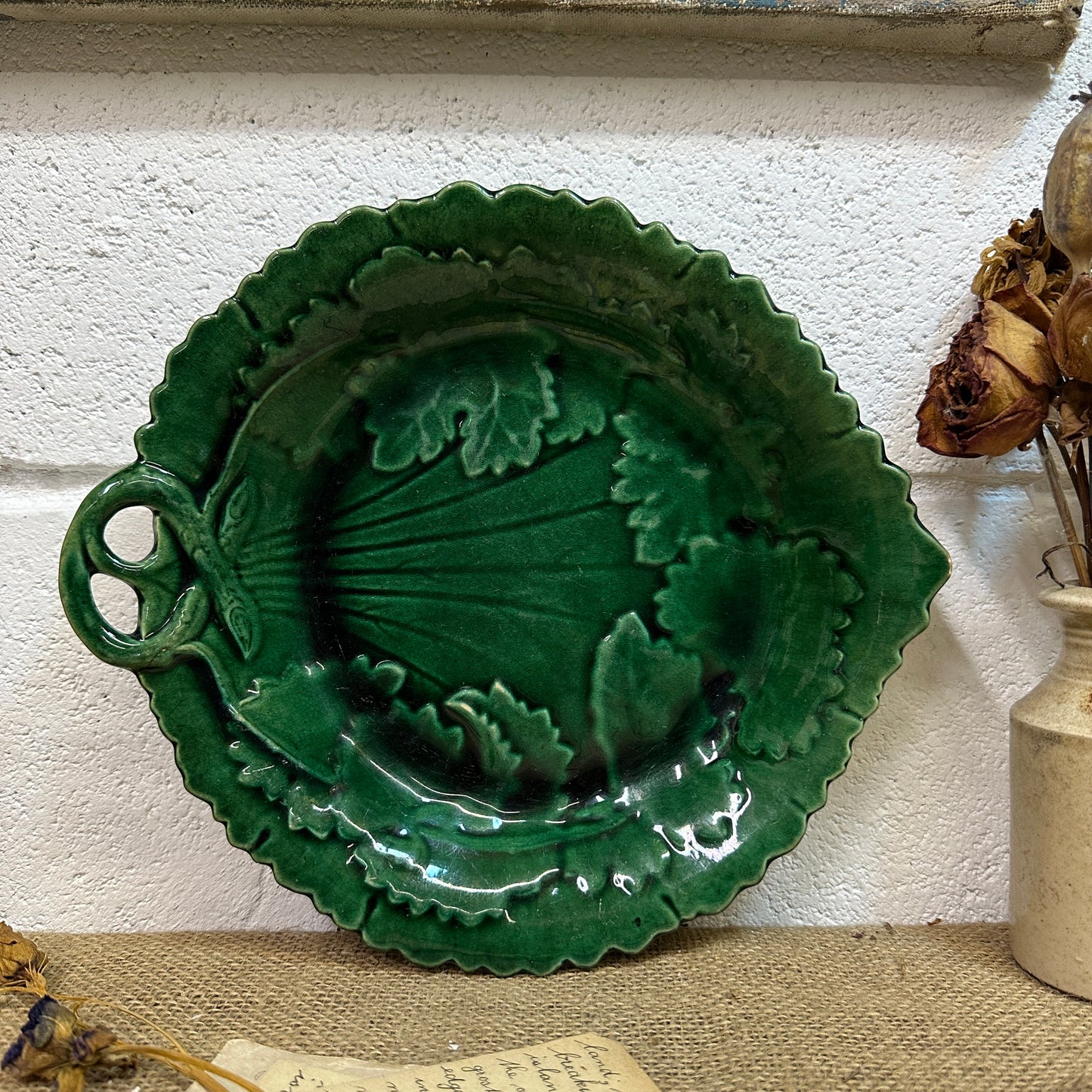 Victorian Cabbage Ware Majolica Plate