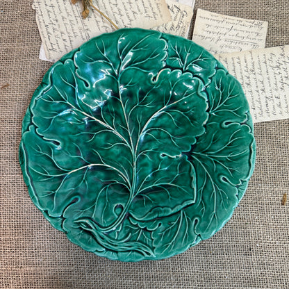 Victorian Cabbage Leaf Majolica Plate