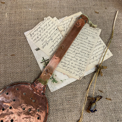 Vintage Handmade Copper Skimmer Strainer - The Blind Mole