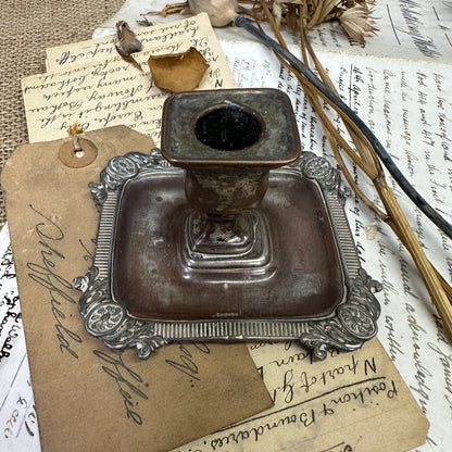 Square Antique Copper Candlestick