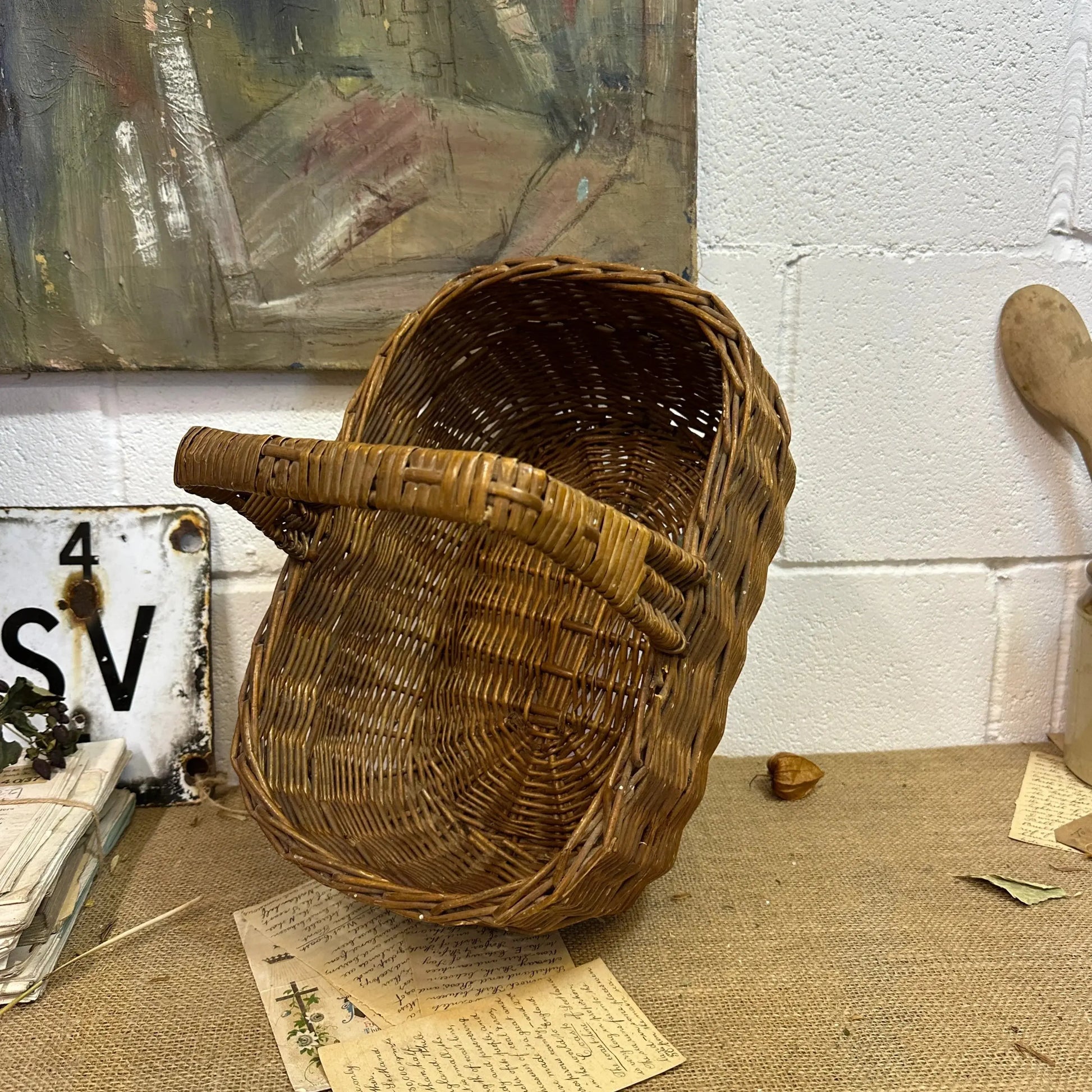 Vintage Oblong Wicker Basket - The Blind Mole