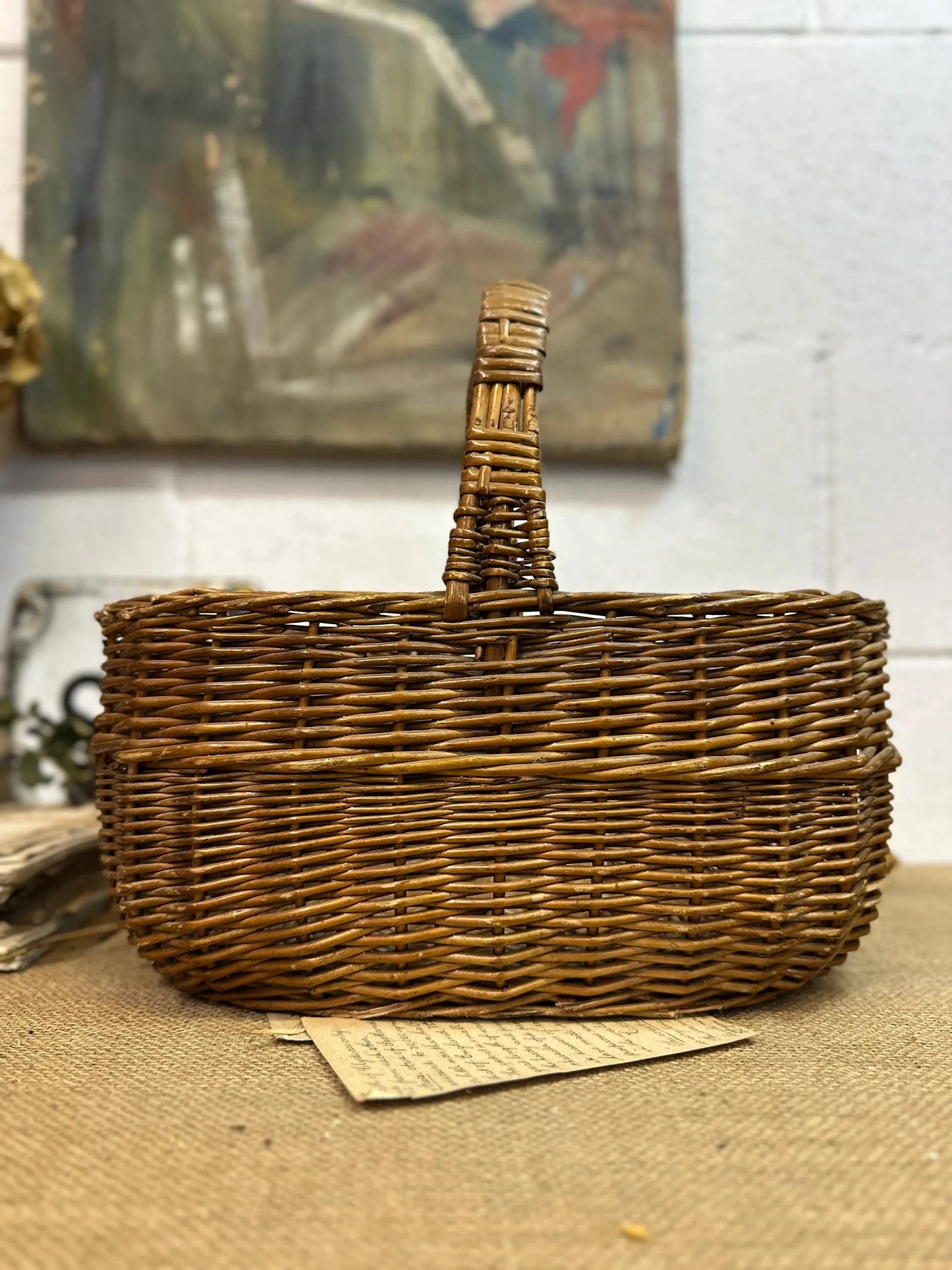 Vintage Oblong Wicker Basket - The Blind Mole