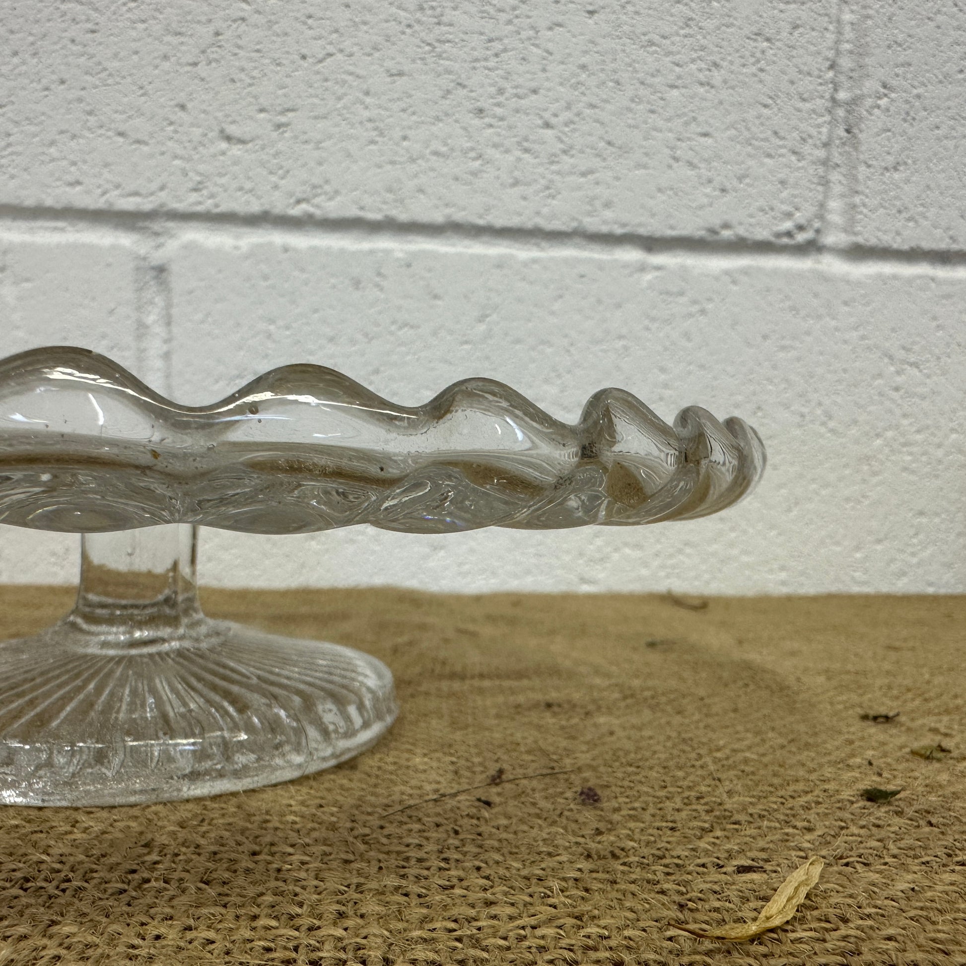 Low Pressed Glass Cake Stand - The Blind Mole