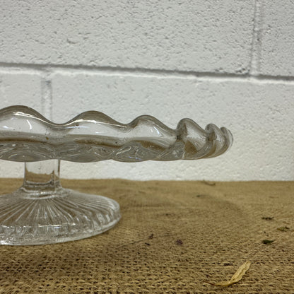 Low Pressed Glass Cake Stand - The Blind Mole