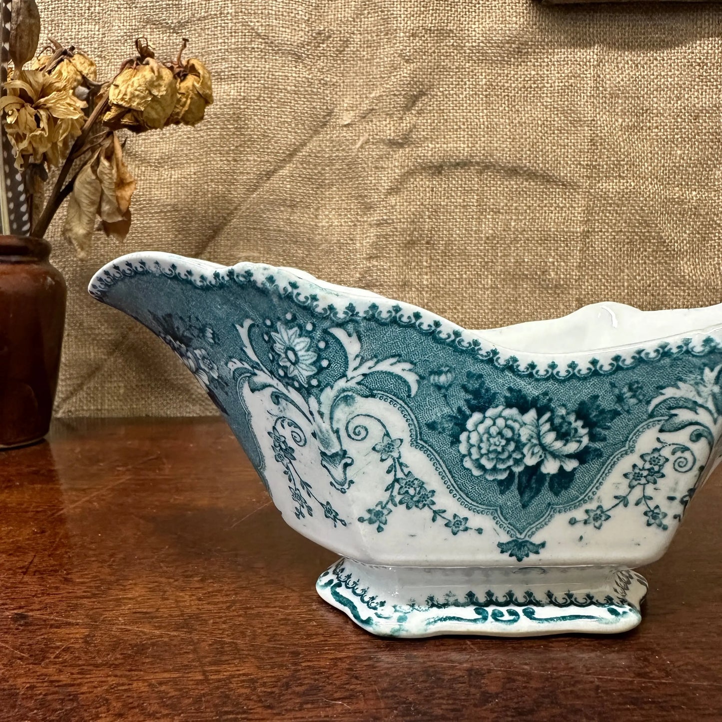 Early Victorian Blue Milk Jug F & Sons Burslem The Blind Mole