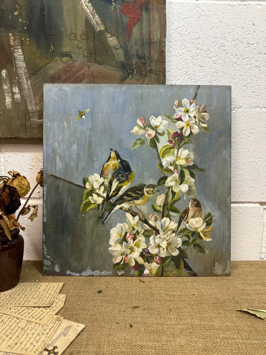 Original Oil On Board Birds - The Blind Mole