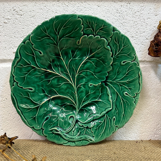 Victorian Cabbage Leaf Majolica Plate
