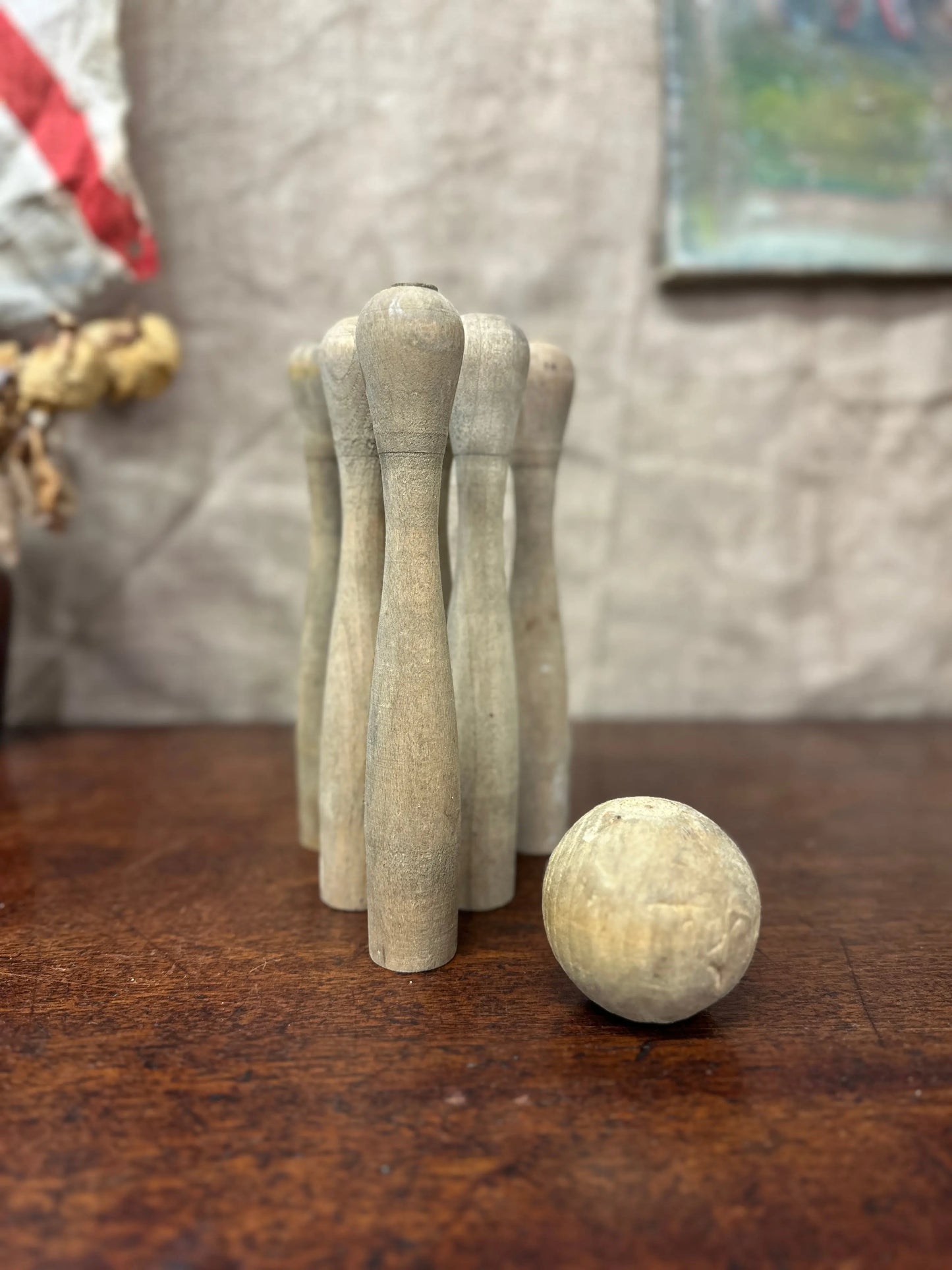 Vintage Wooden Skittle Set The Blind Mole
