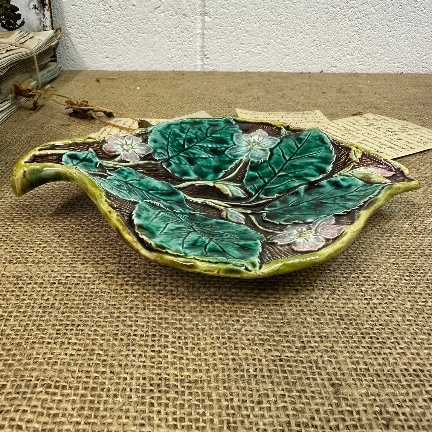 Victorian Majolica Ware Leaf Dish