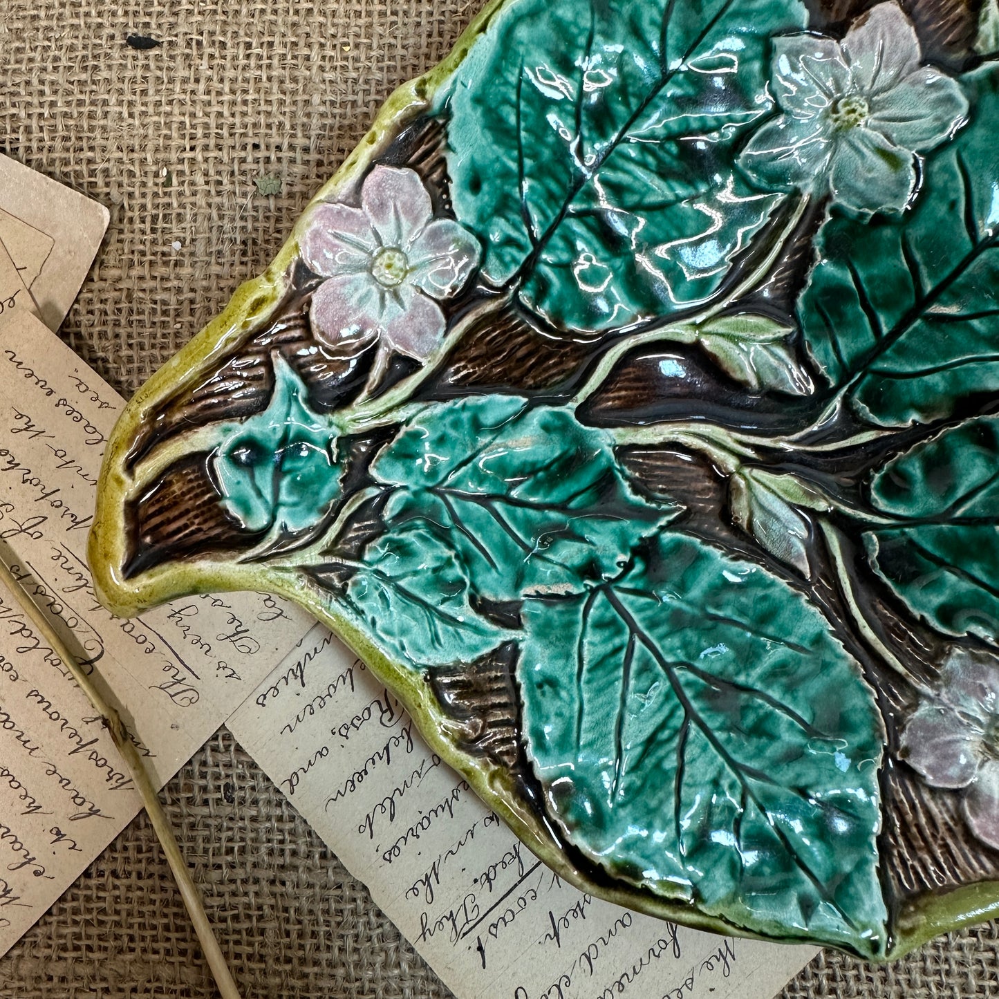 Victorian Majolica Ware Leaf Dish