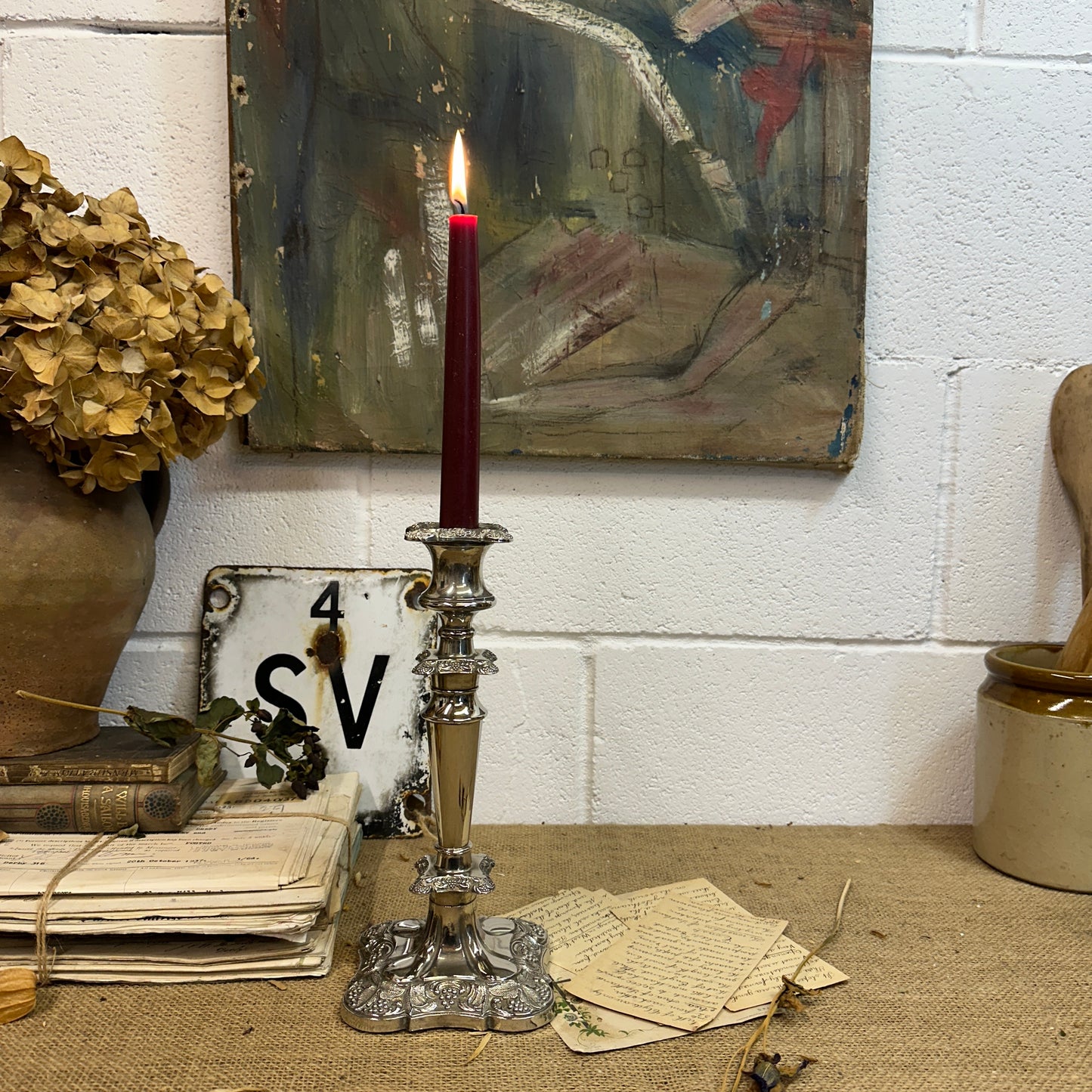 Square Silver Plated Candlestick