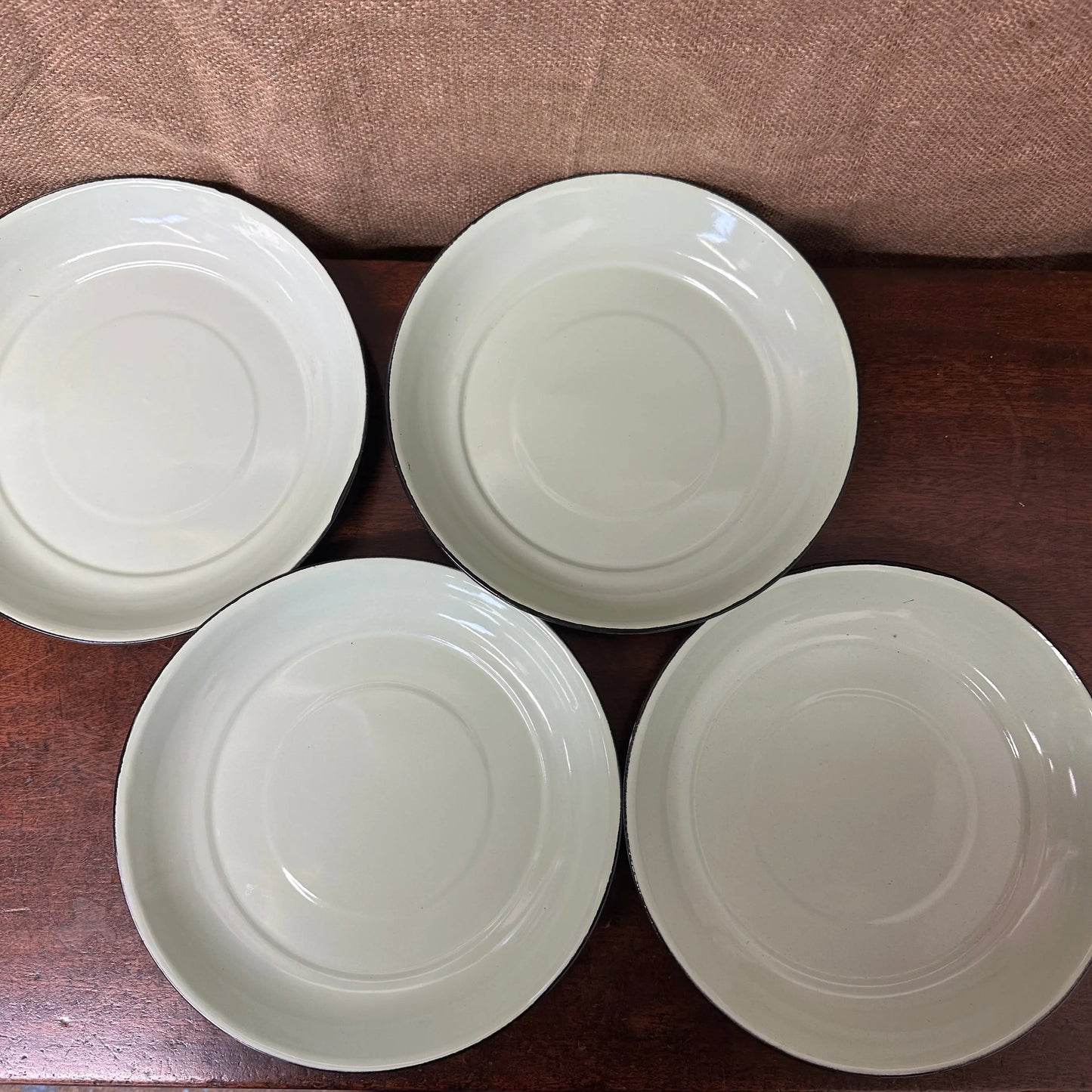 Four Enamel Plates Green & Black 25cm The Blind Mole