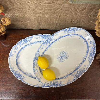 Pair of Victorian Serving Meat Platters Transferware The Blind Mole