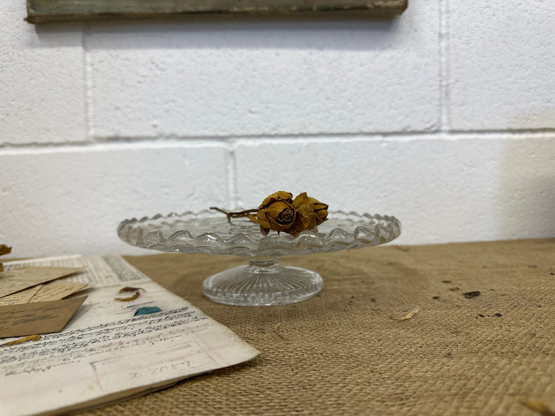 Low Pressed Glass Cake Stand - The Blind Mole