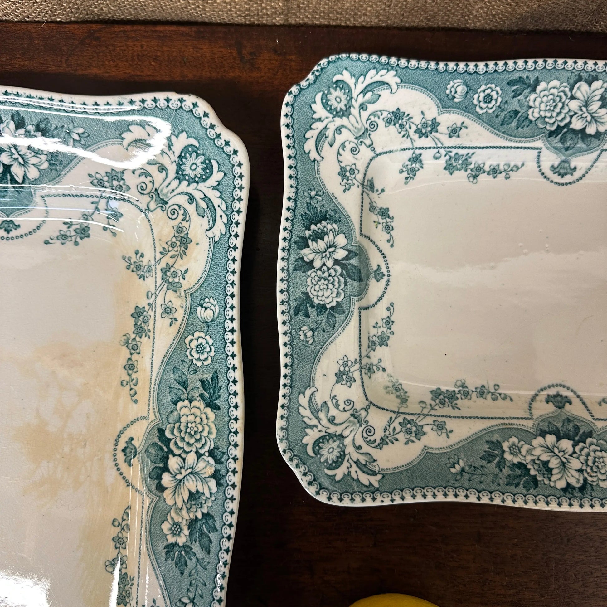 Early Victorian Blue Platters Pair The Blind Mole