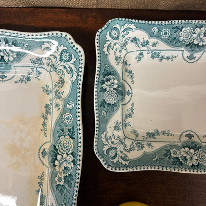 Early Victorian Blue Platters Pair The Blind Mole