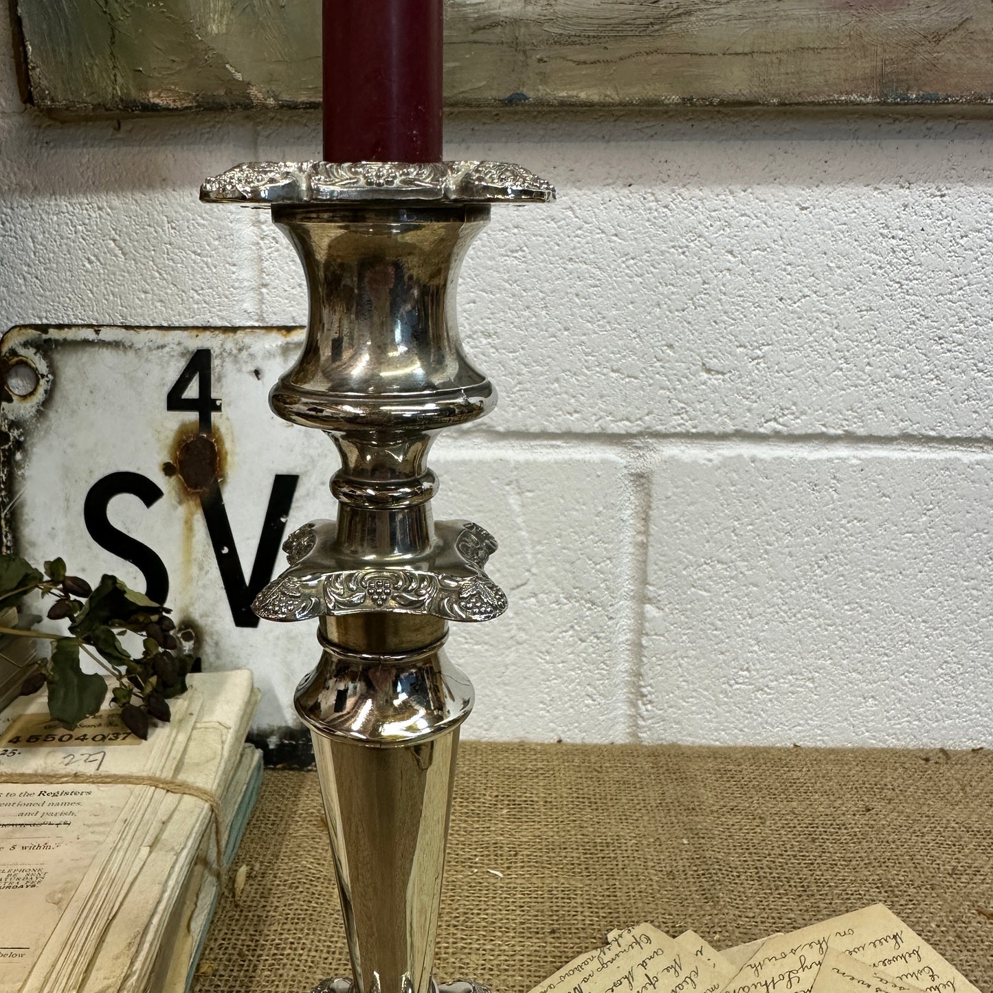 Square Silver Plated Candlestick