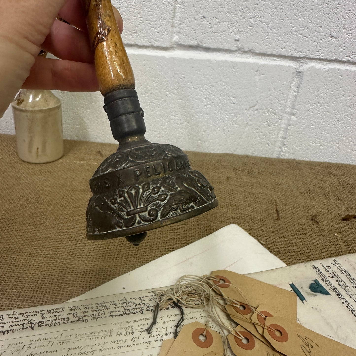 Mid Century Zodiac Elephant Brass Bell With Handle - The Blind Mole