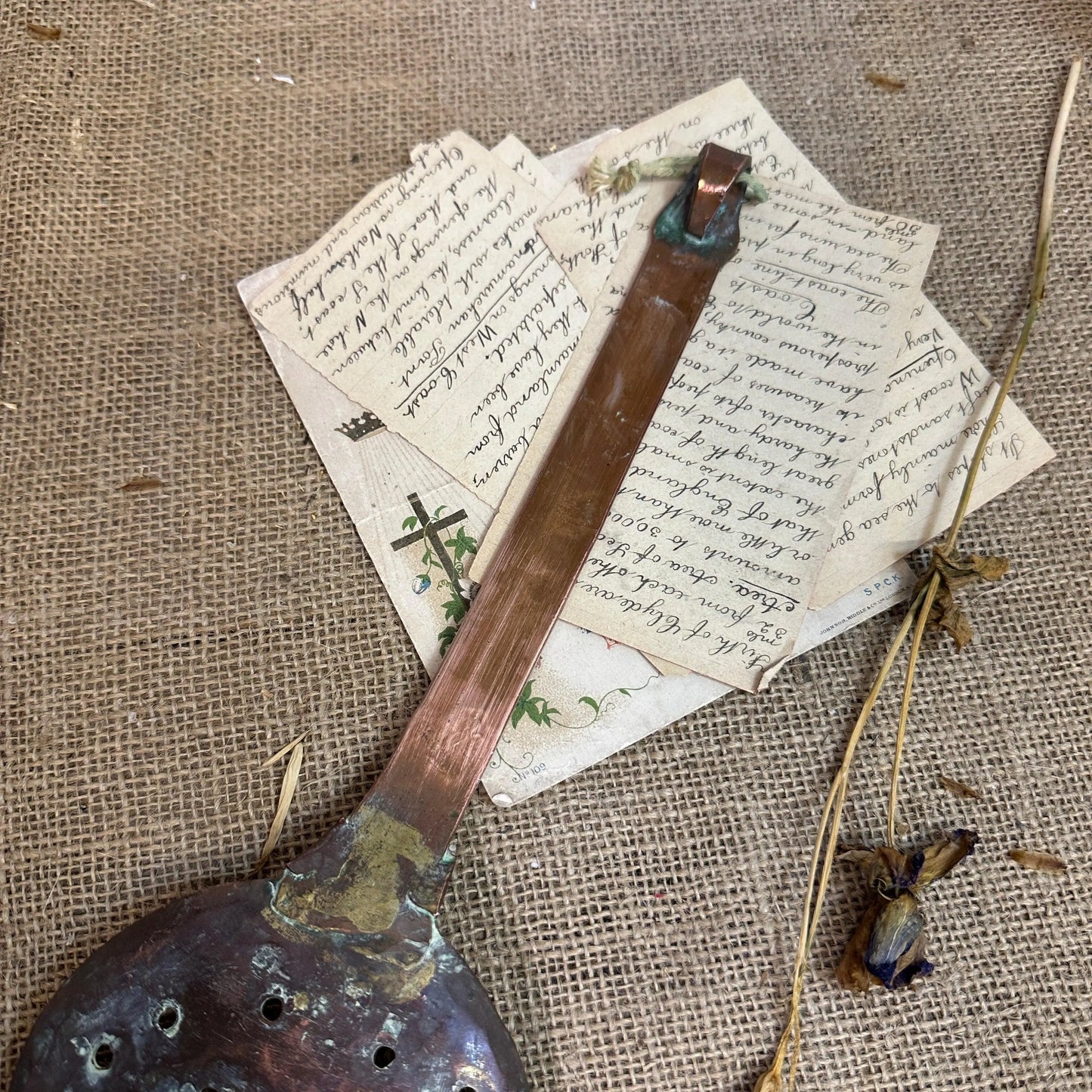 Vintage Handmade Copper Skimmer Strainer - The Blind Mole