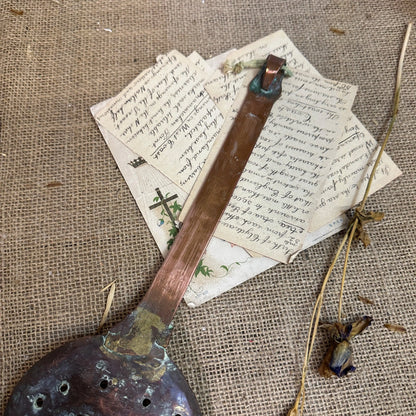 Vintage Handmade Copper Skimmer Strainer - The Blind Mole