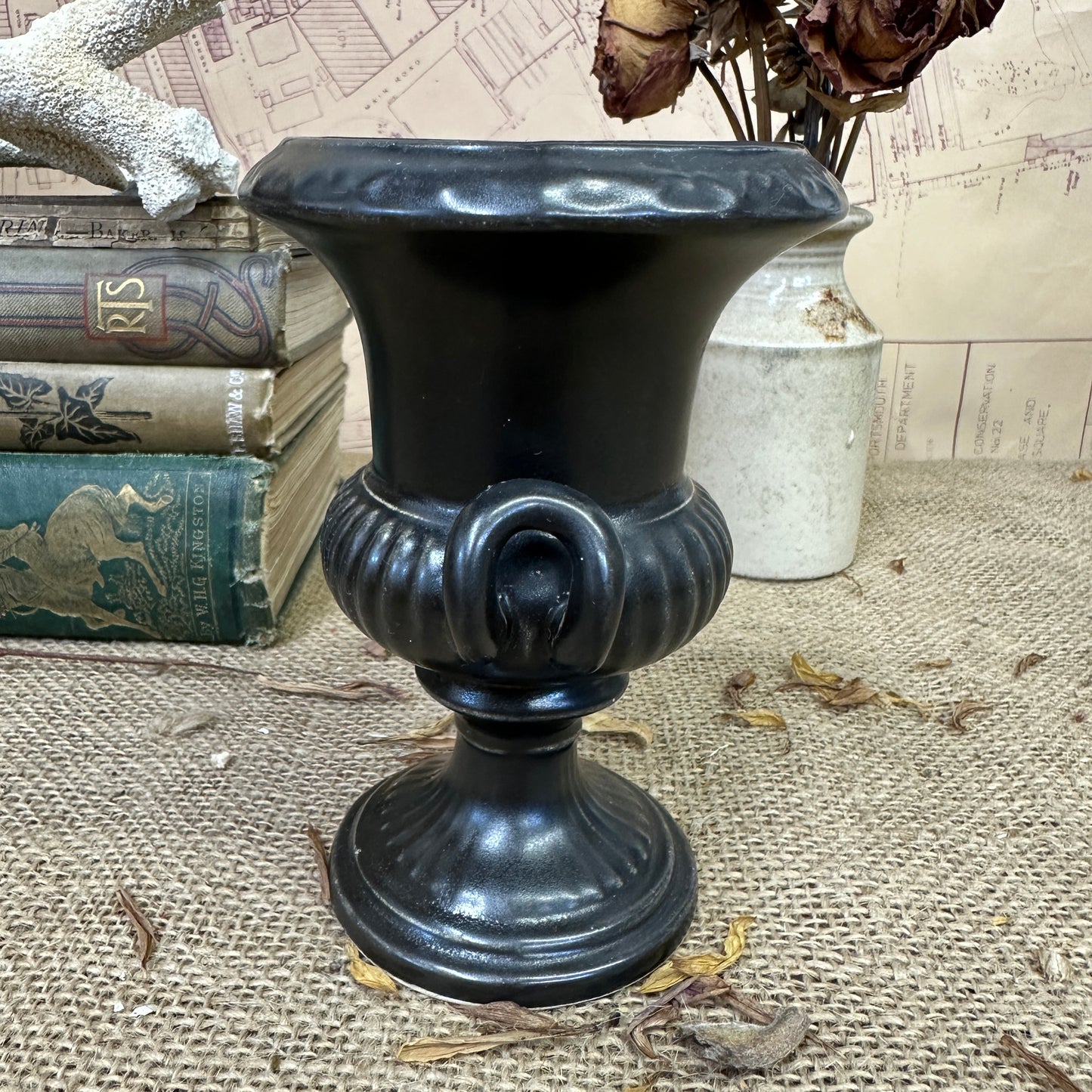 Black Ravenstone Urn Vase