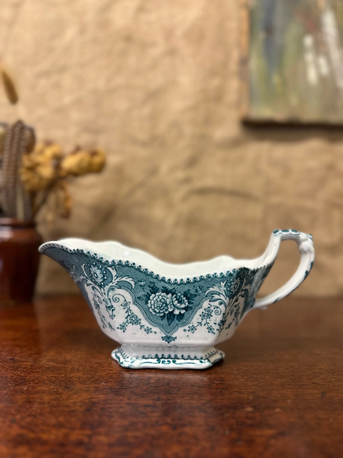 Early Victorian Blue Milk Jug F & Sons Burslem The Blind Mole