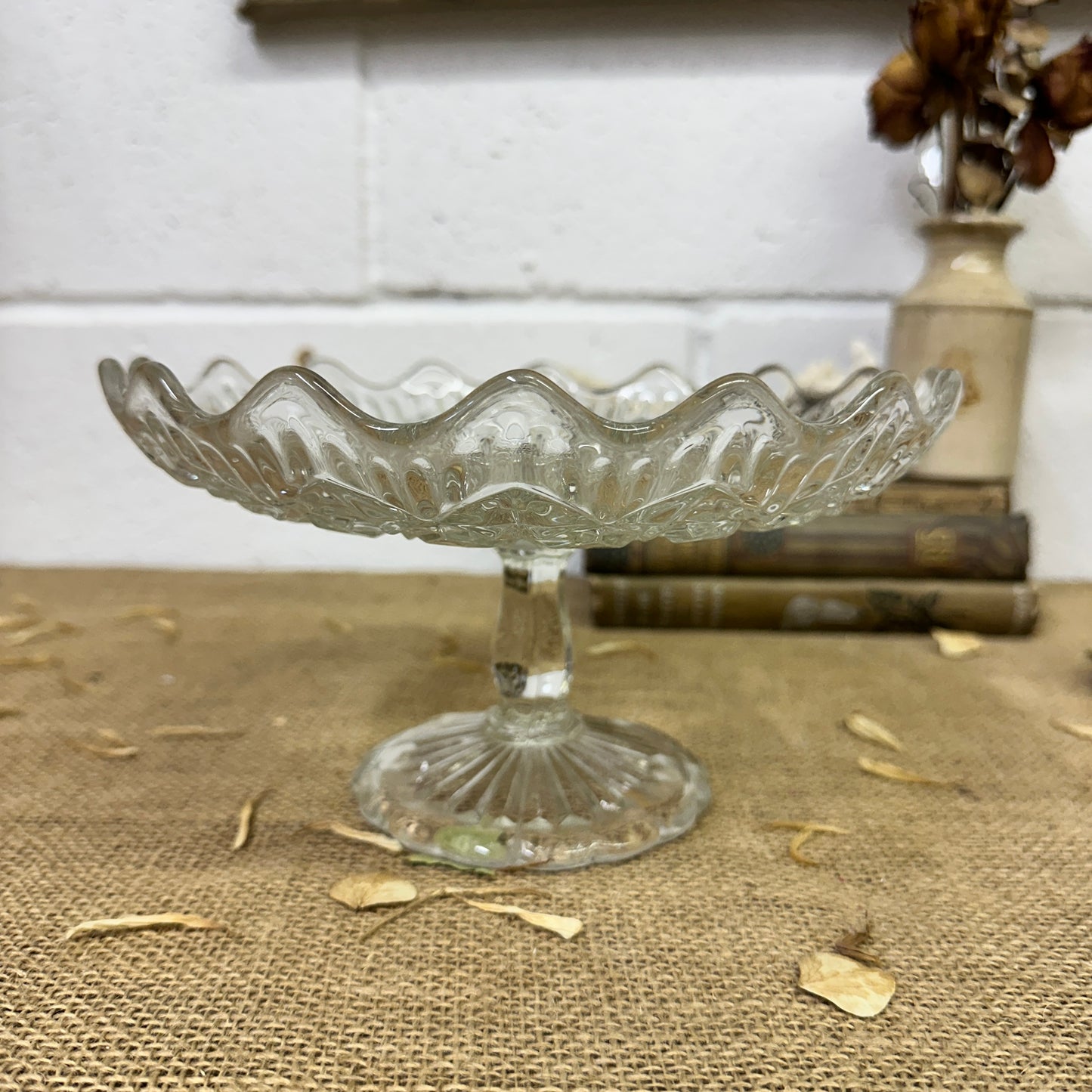 Vintage Pressed Glass Cake Stand - The Blind Mole