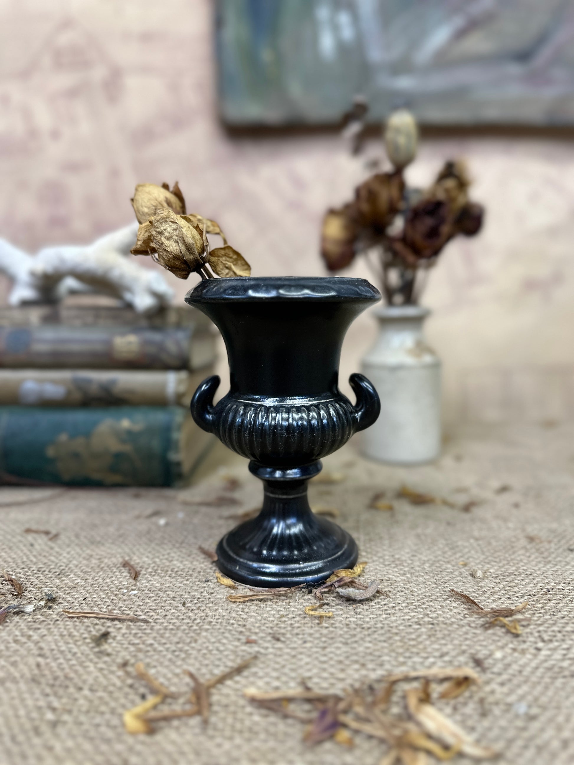 Black Ravenstone Urn Vase