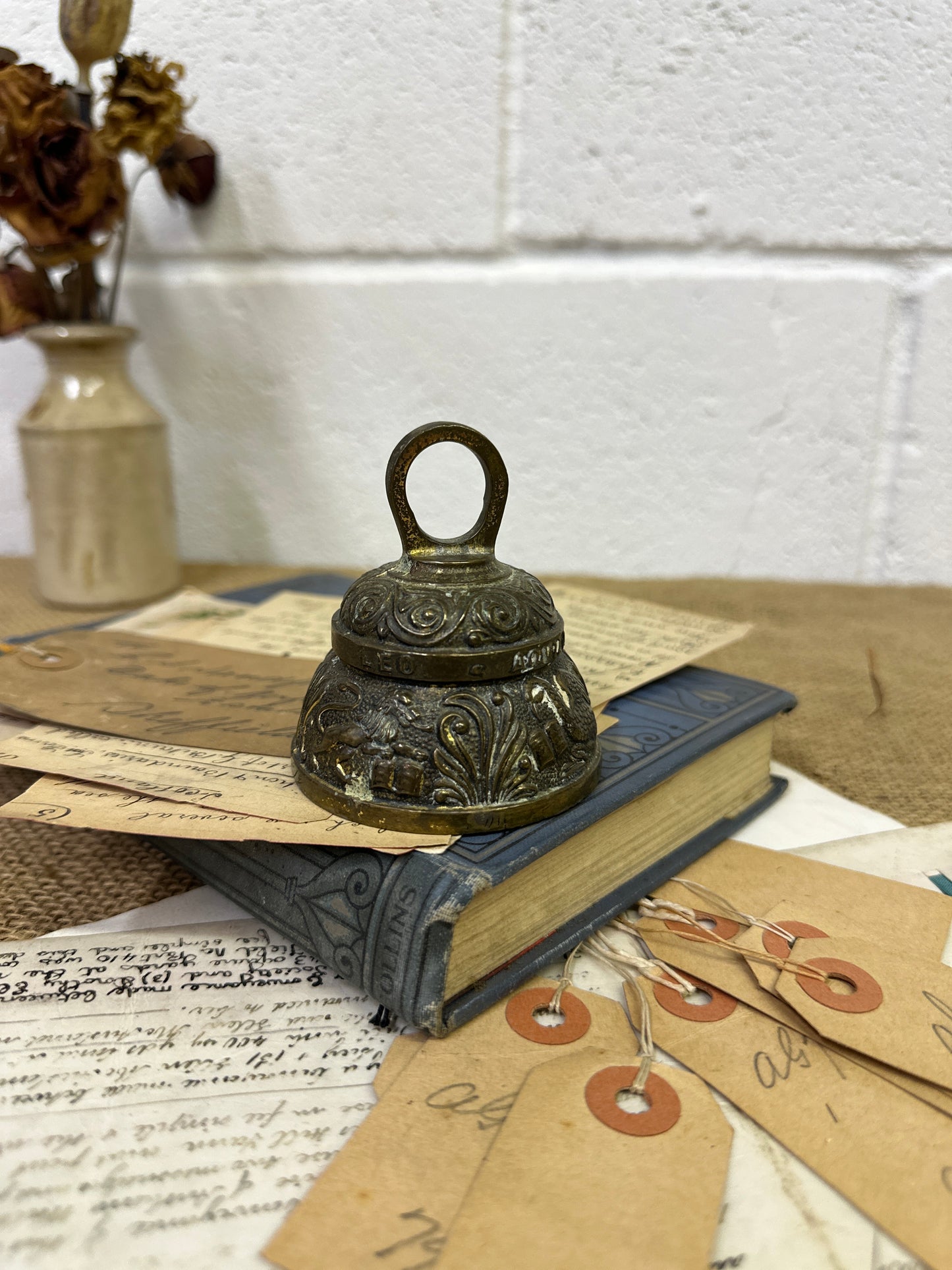 Mid Century Small Zodiac Elephant Brass Bell - The Blind Mole