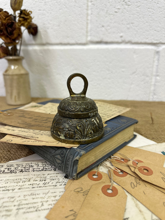 Mid Century Small Zodiac Elephant Brass Bell - The Blind Mole