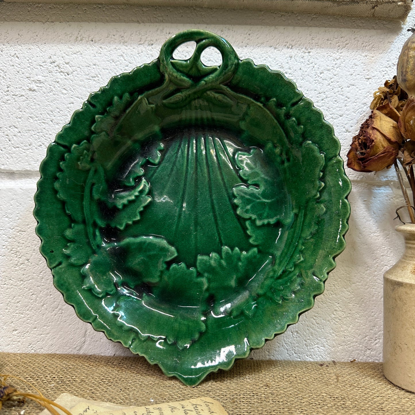 Victorian Cabbage Ware Majolica Plate