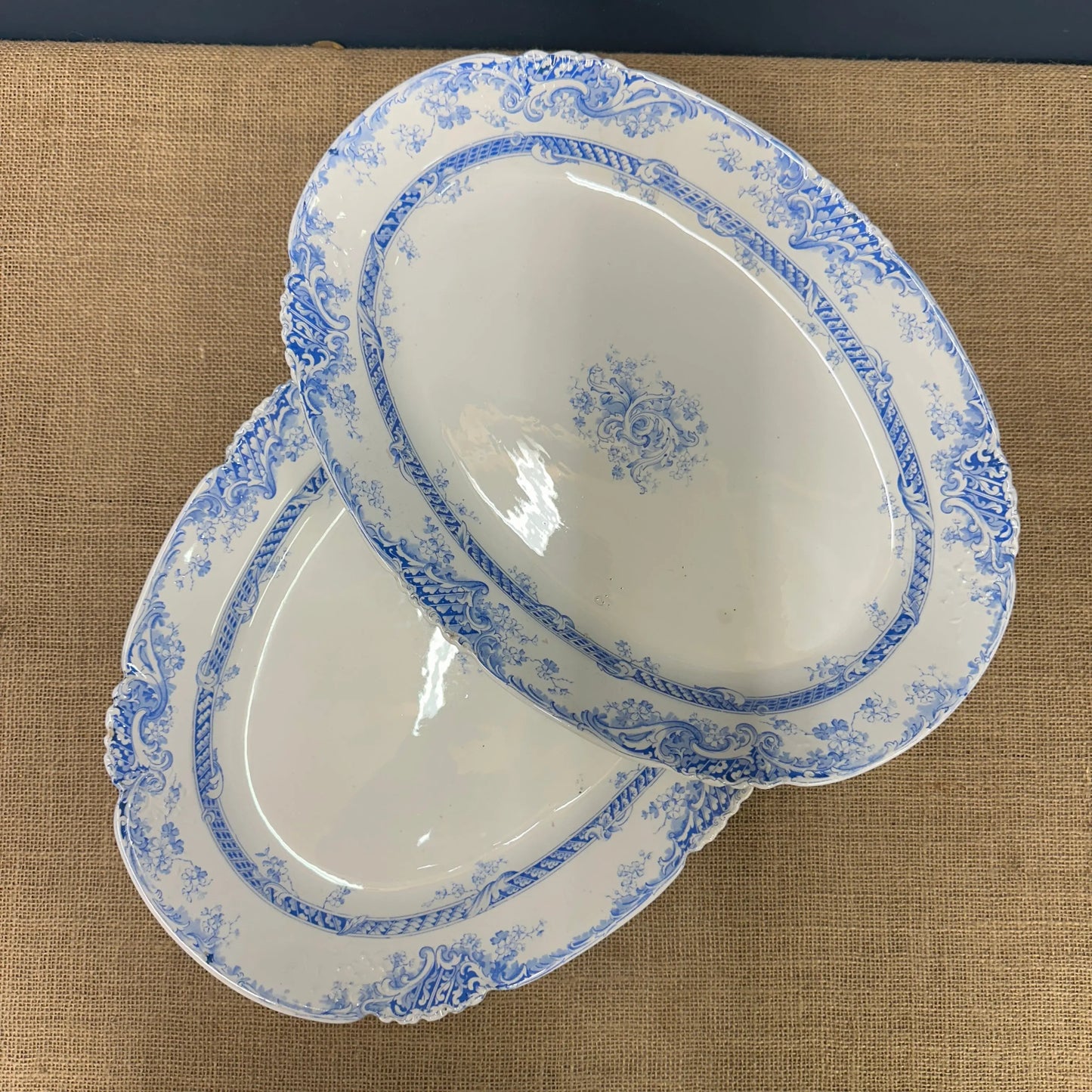 Pair of Victorian Serving Meat Platters Transferware The Blind Mole