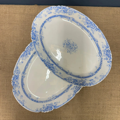 Pair of Victorian Serving Meat Platters Transferware The Blind Mole