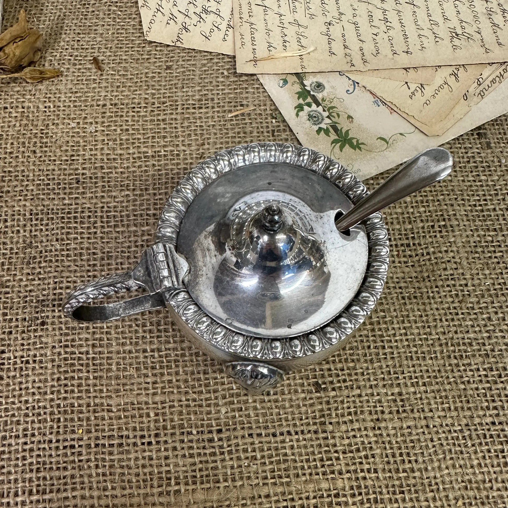 Stunning Victorian Style Silver Plated Mustard Pot - The Blind Mole