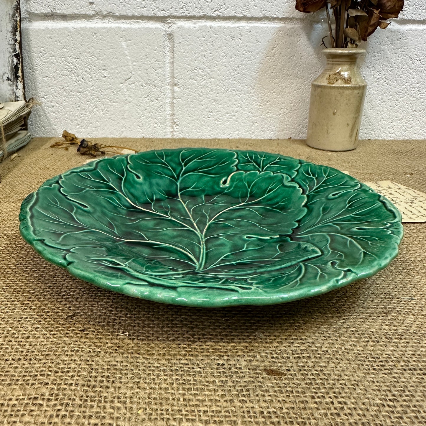 Victorian Cabbage Leaf Majolica Plate