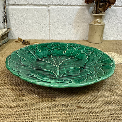 Victorian Cabbage Leaf Majolica Plate