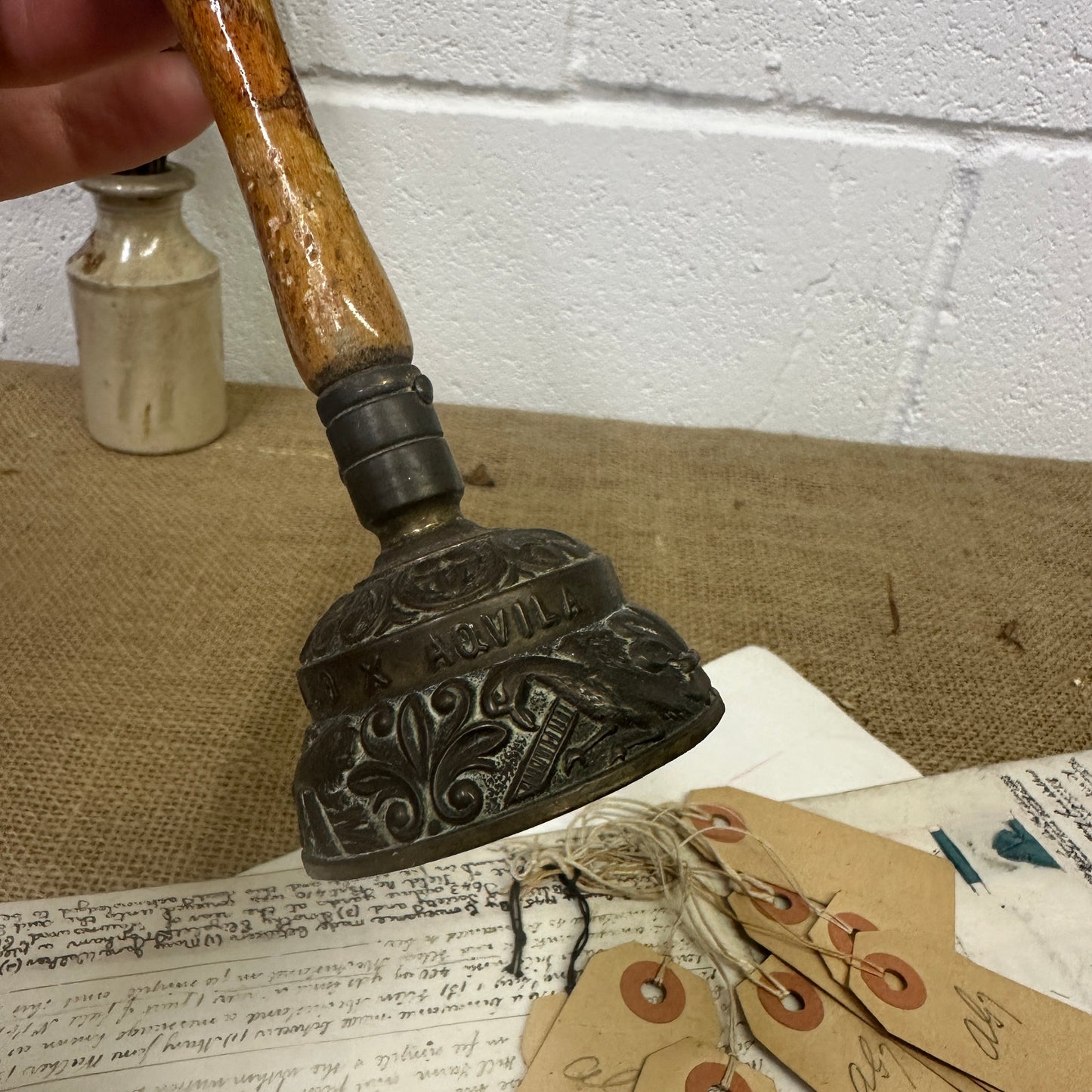 Mid Century Zodiac Elephant Brass Bell With Handle - The Blind Mole