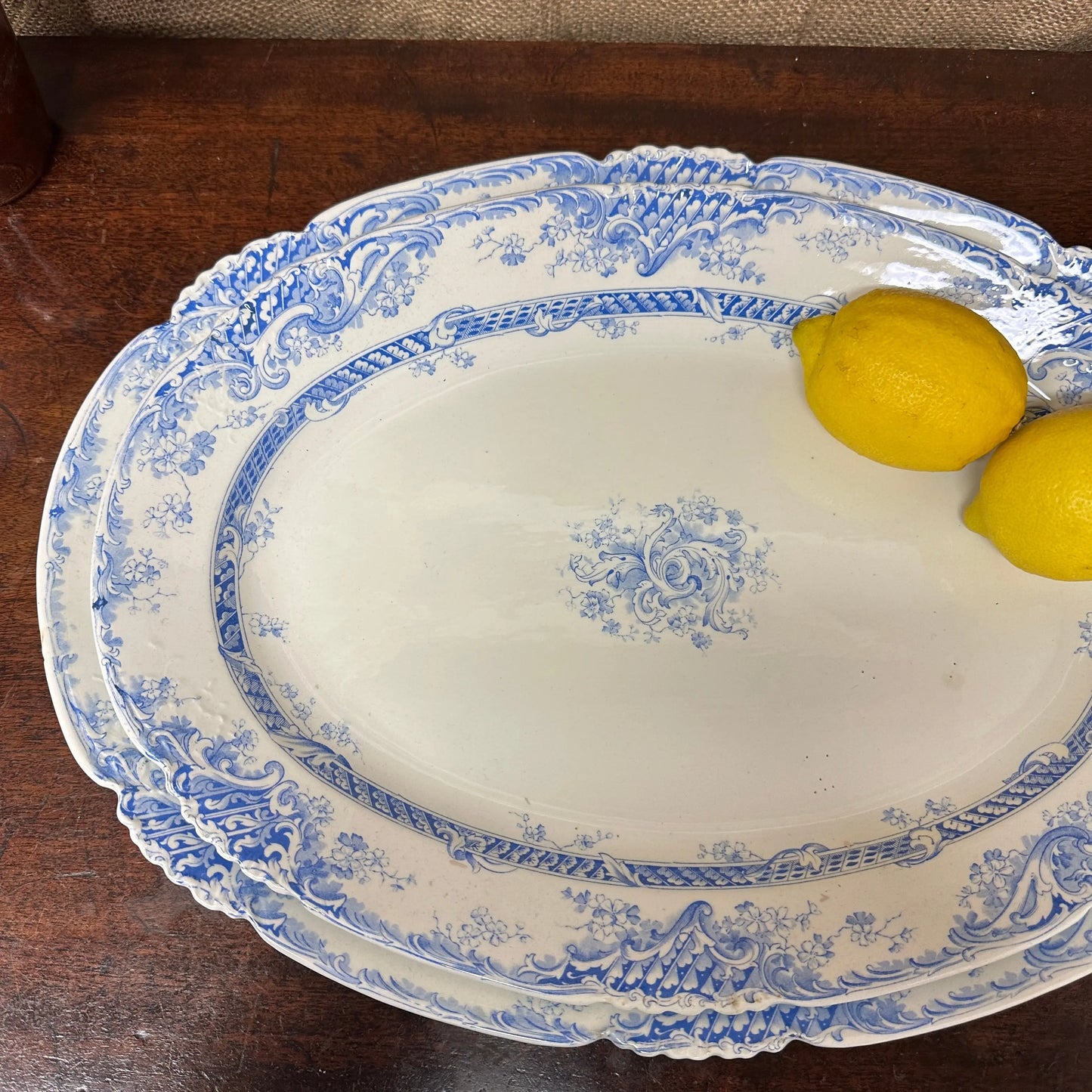 Pair of Victorian Serving Meat Platters Transferware The Blind Mole